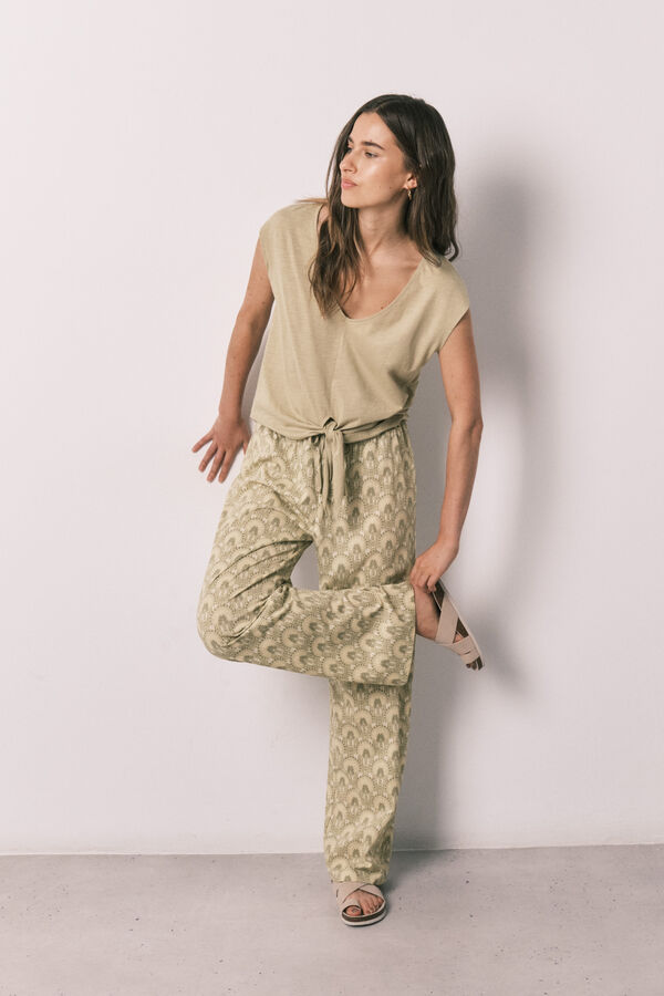Women'secret Pijama largo algod&oacute;n nudo kaki