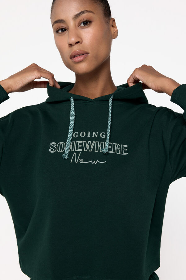 Only Play Sudadera suave con capucha y estampado frontal turquesa