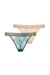 Dorina Pacote de 2 tangas de lurex verde