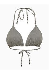 Only Top de bikini triangular lurex rayas  negro