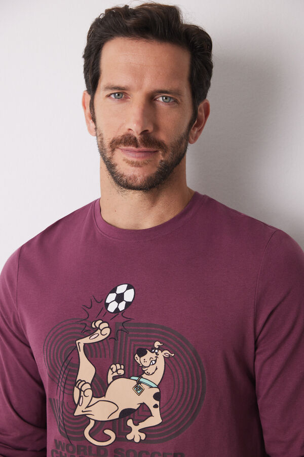 Women'secret Pijama largo hombre 100% algod&oacute;n Scooby Doo morado/lila