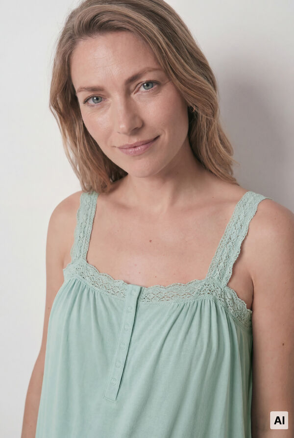 Women'secret Pijama curto maternity em algod&atilde;o verde verde