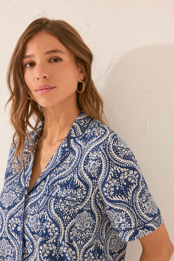 Women'secret Pijama camiseiro com estampado capri allover azul