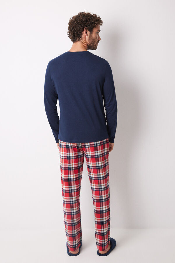 Women'secret Pijama masculino cuadros rojo 100% algod&oacute;n azul