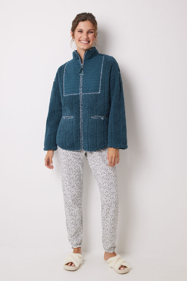 Women'secret Bata corta borreguito acolchado verde verde