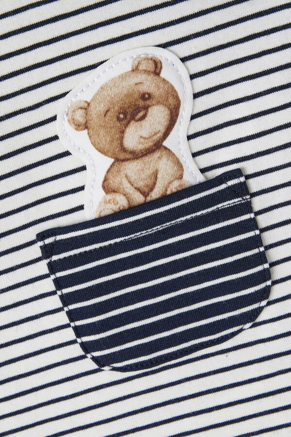 Womensecret Camiseta de bebé niño de manga corta con detalle oso en bolsillo branco