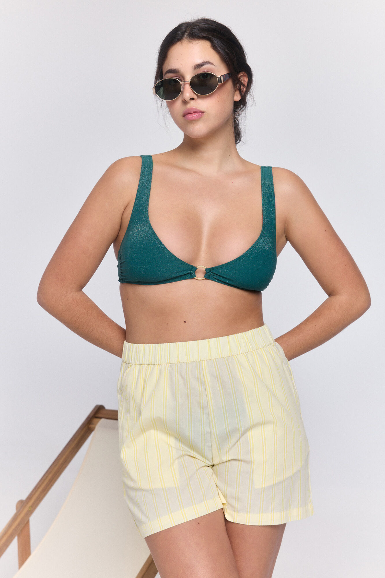 Pieces Top biqu&iacute;ni em nylon com glitter