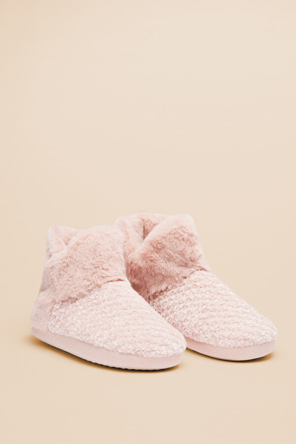 Women'secret Pantufas com pelo cor-de-rosa rosa