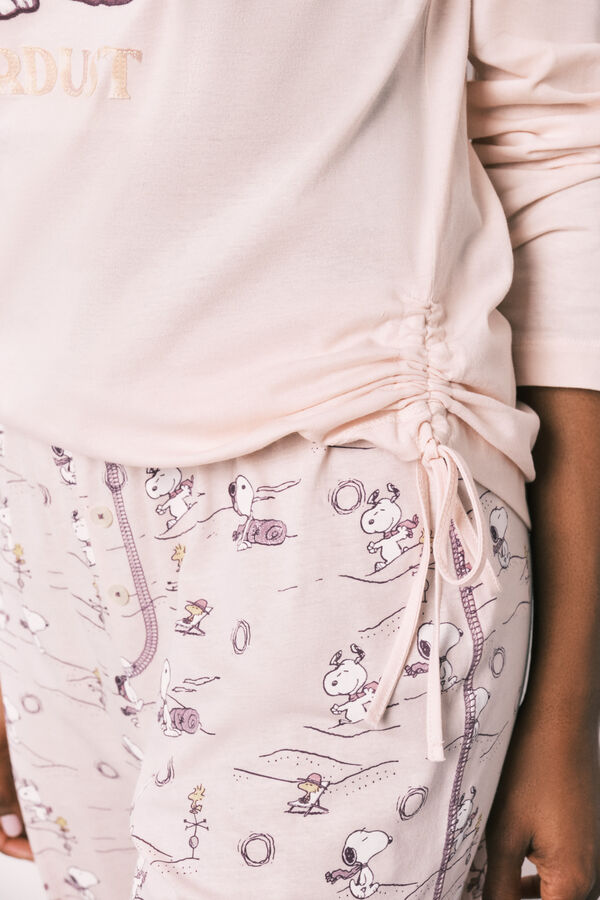 Women'secret Pijama comprido em algod&atilde;o rosa Snoopy rosa