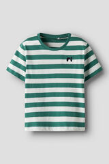 Name it Camiseta riscas com logo para meninos verde