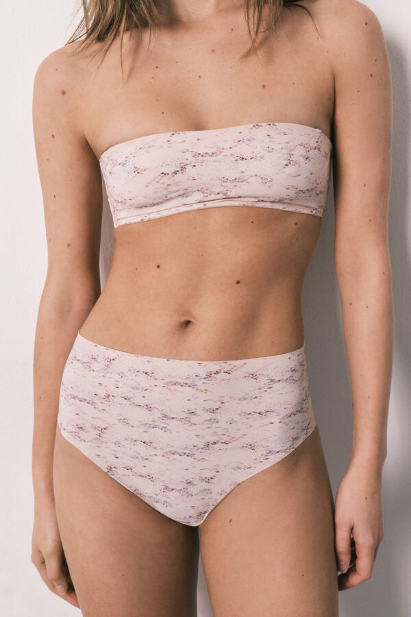 Women'secret Cueca alta em microfibra clean cut estampado serpente branco