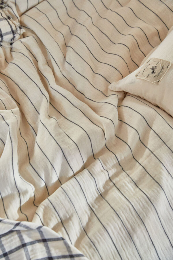 Calma House Colcha de musselina com riscas finas Gratto estampado