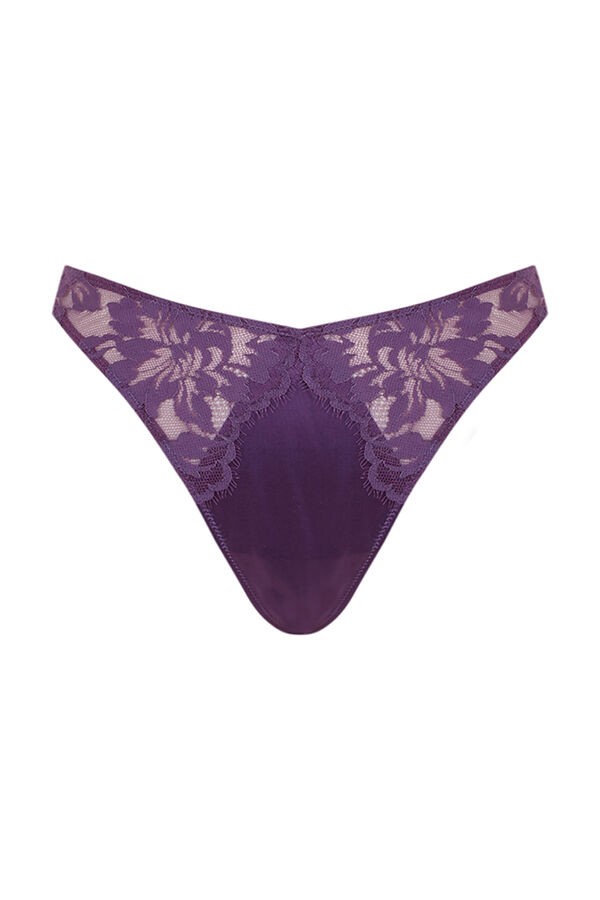 Women'secret Tanga encaje tiras morado morado/lila