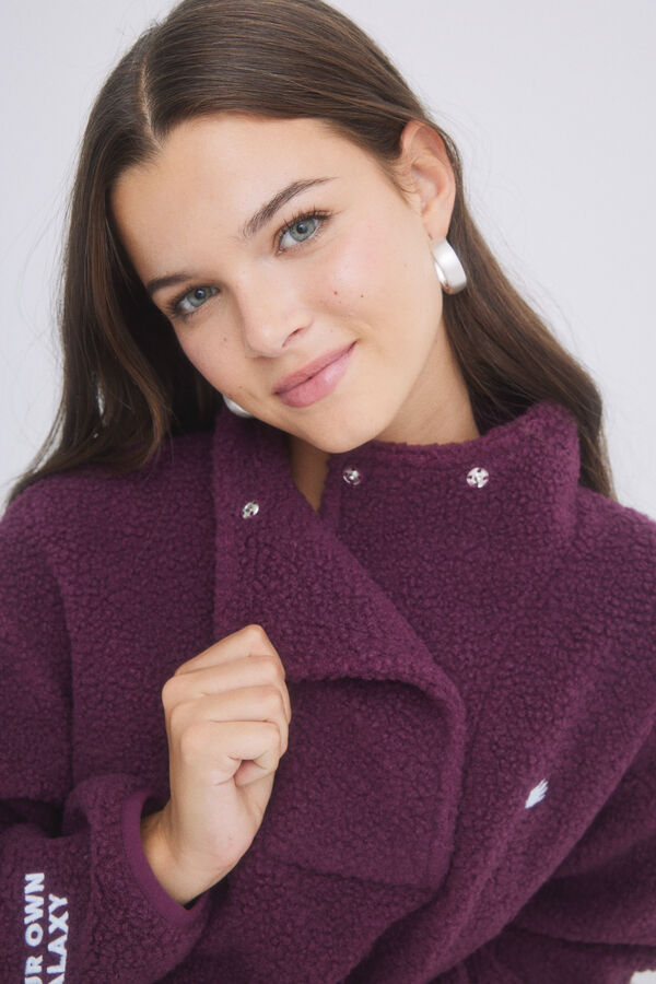 HI&BYE Sweatshirt borrego lil&aacute;s em shearling rosa