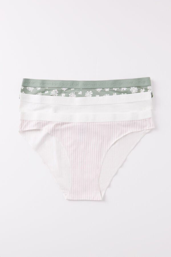 Women'secret Pack 3 bragas cl&aacute;sicas algod&oacute;n logo estampado