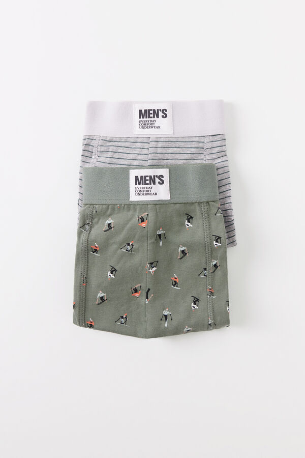 Women'secret Pack 2 calzoncillos b&oacute;xer algod&oacute;n rayas ski verde