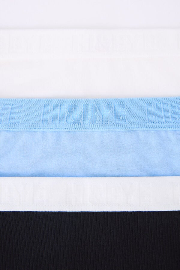 HI&BYE Pacote de 3 cuecas cl&aacute;ssicas branca, preta, azul branco