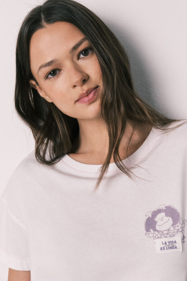 Women'secret Pijama comprido em algod&atilde;o Mafalda aos quadrados estampado