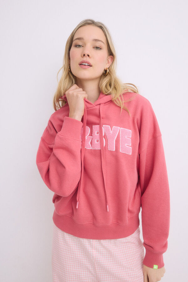 HI&BYE Sweatshirt de capuz rosa de algod&atilde;o rosa