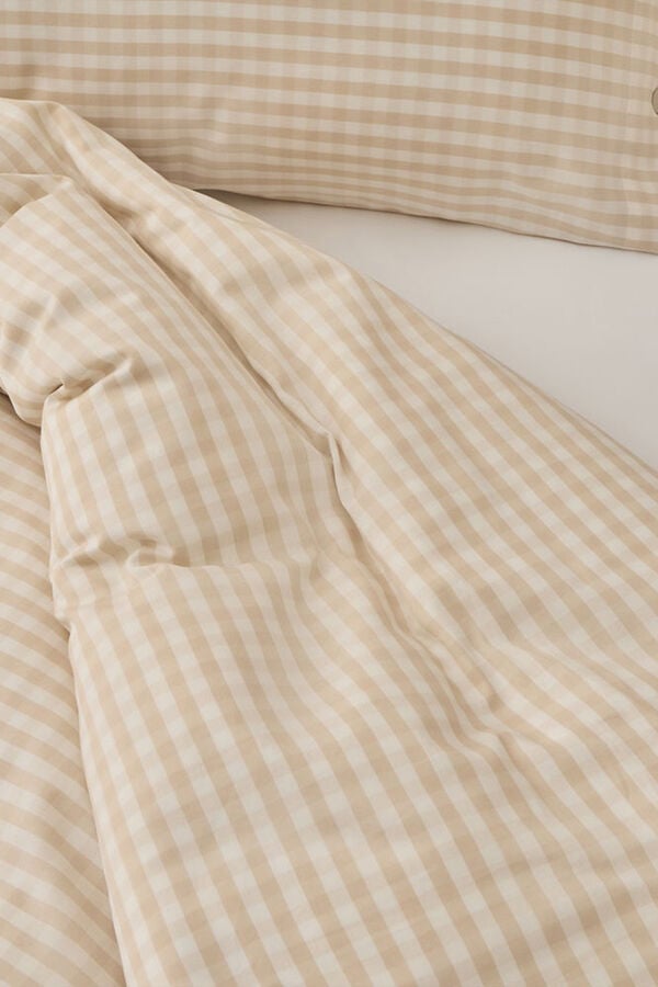 Textura Capa de edredom algodão cetim xadrez xadrez bege