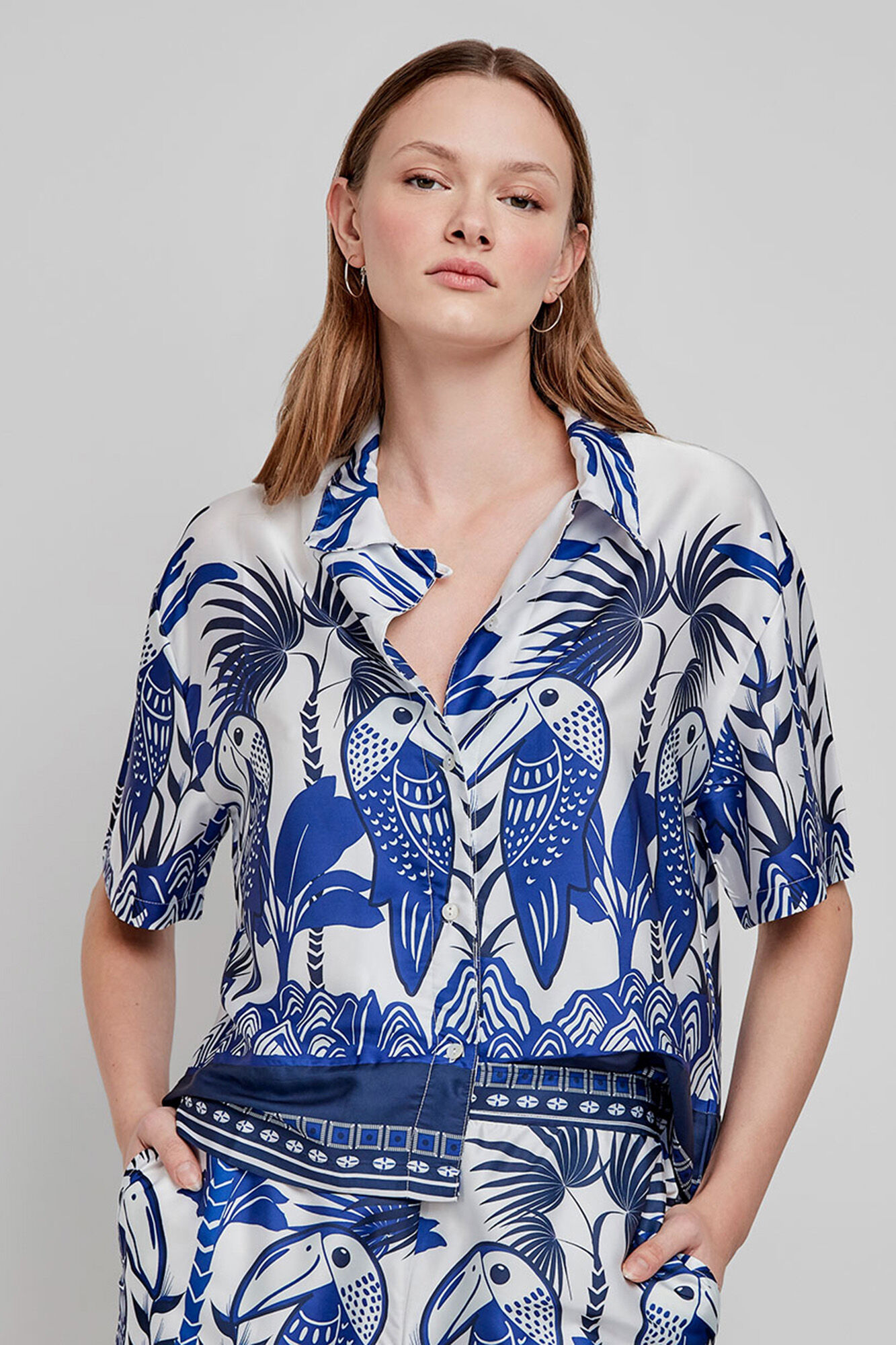 Gisela Camisa de pijama com estampado tropical