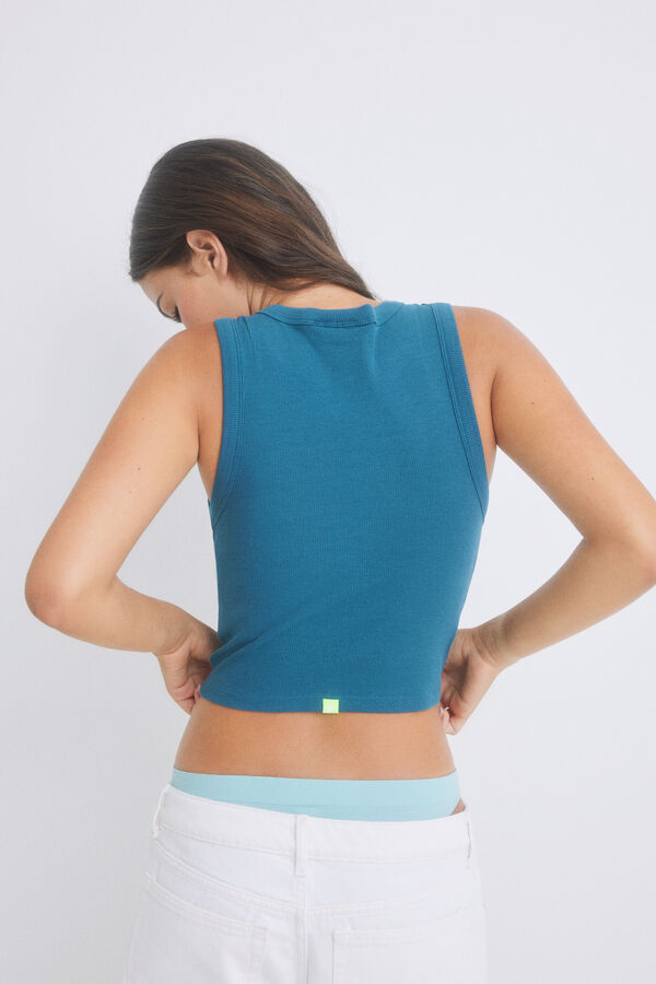 HI&BYE Crop top algod&oacute;n azul azul