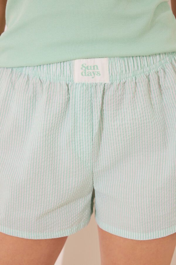 Women'secret Pijama de algod&atilde;o estampado verde com al&ccedil;a verde