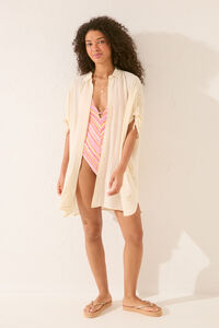 Women'secret Camisola bambula frunces blanca