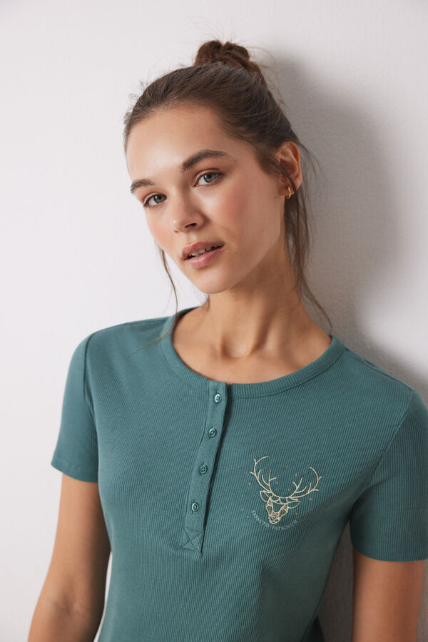 Women'secret Pijama 100% algod&oacute;n rayas Harry Potter verde