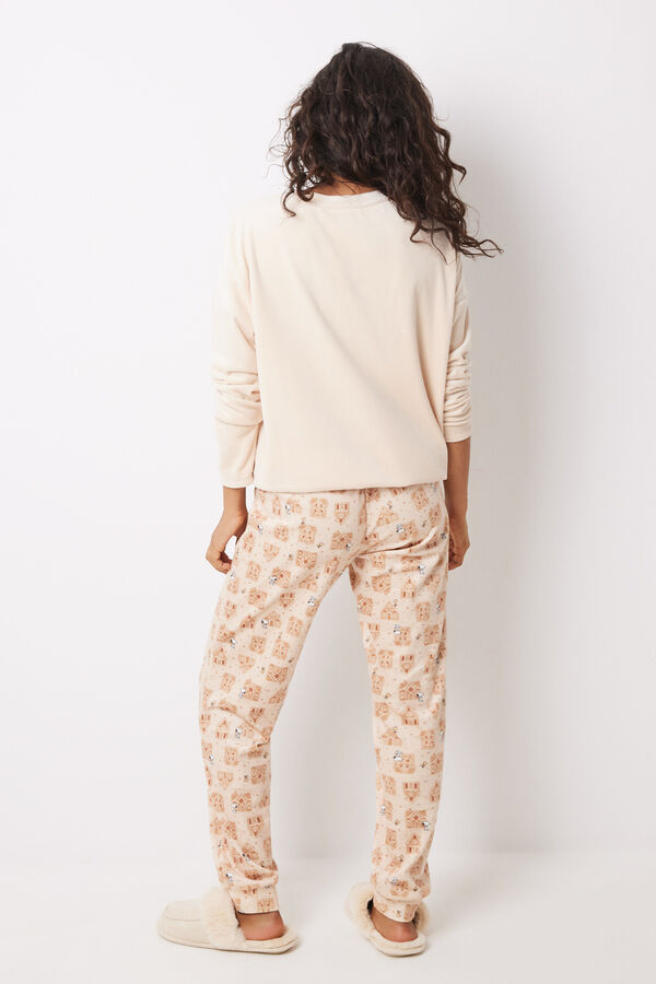 Women'secret Pijama largo terciopelo Snoopy nude