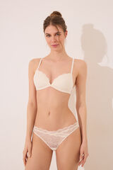 Women'secret Braga cl&aacute;sica microfibra y encaje print cebra crema marfil