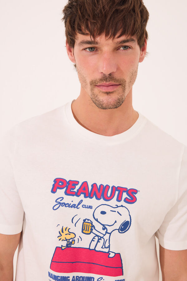 Women'secret Pijama corto hombre 100% algod&oacute;n Snoopy marfil