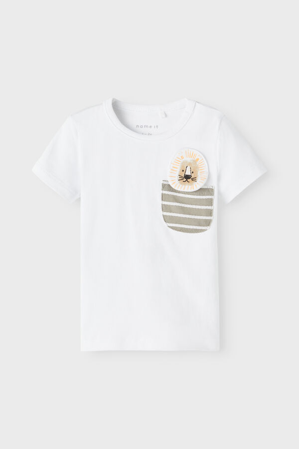 Womensecret T-shirt de bebé menino de manga curta com detalhe em 3D branco