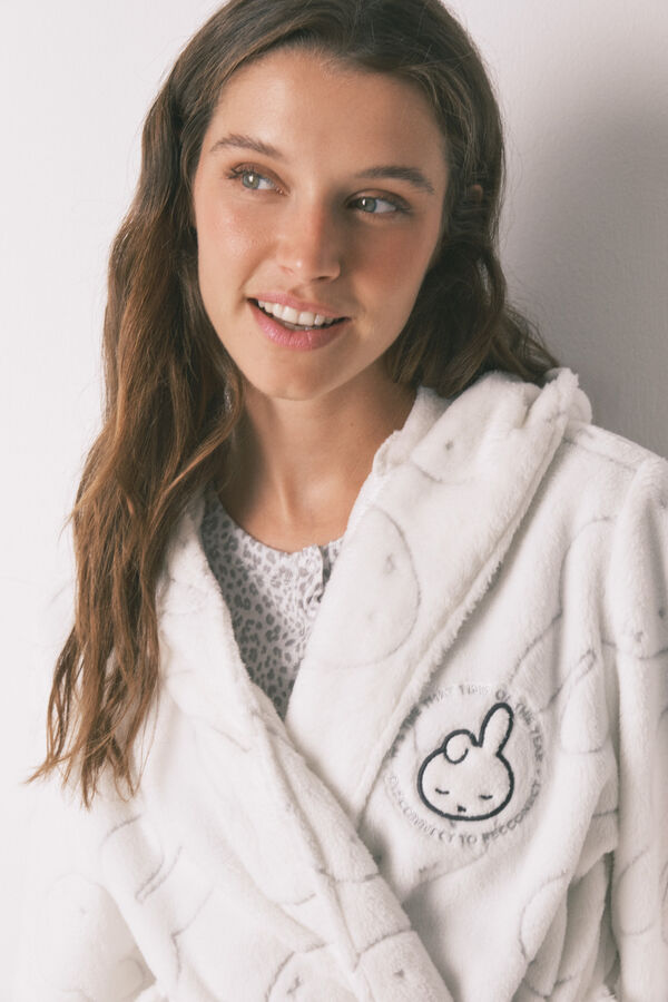 Women'secret Robe midi polar estampado Miffy branco