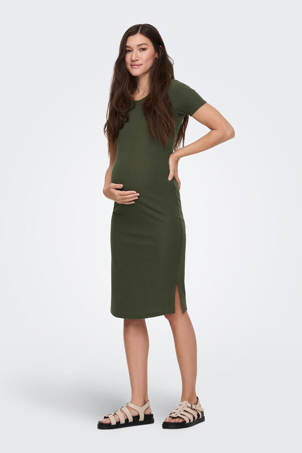 Only Maternity Vestido midi manga curta maternity verde