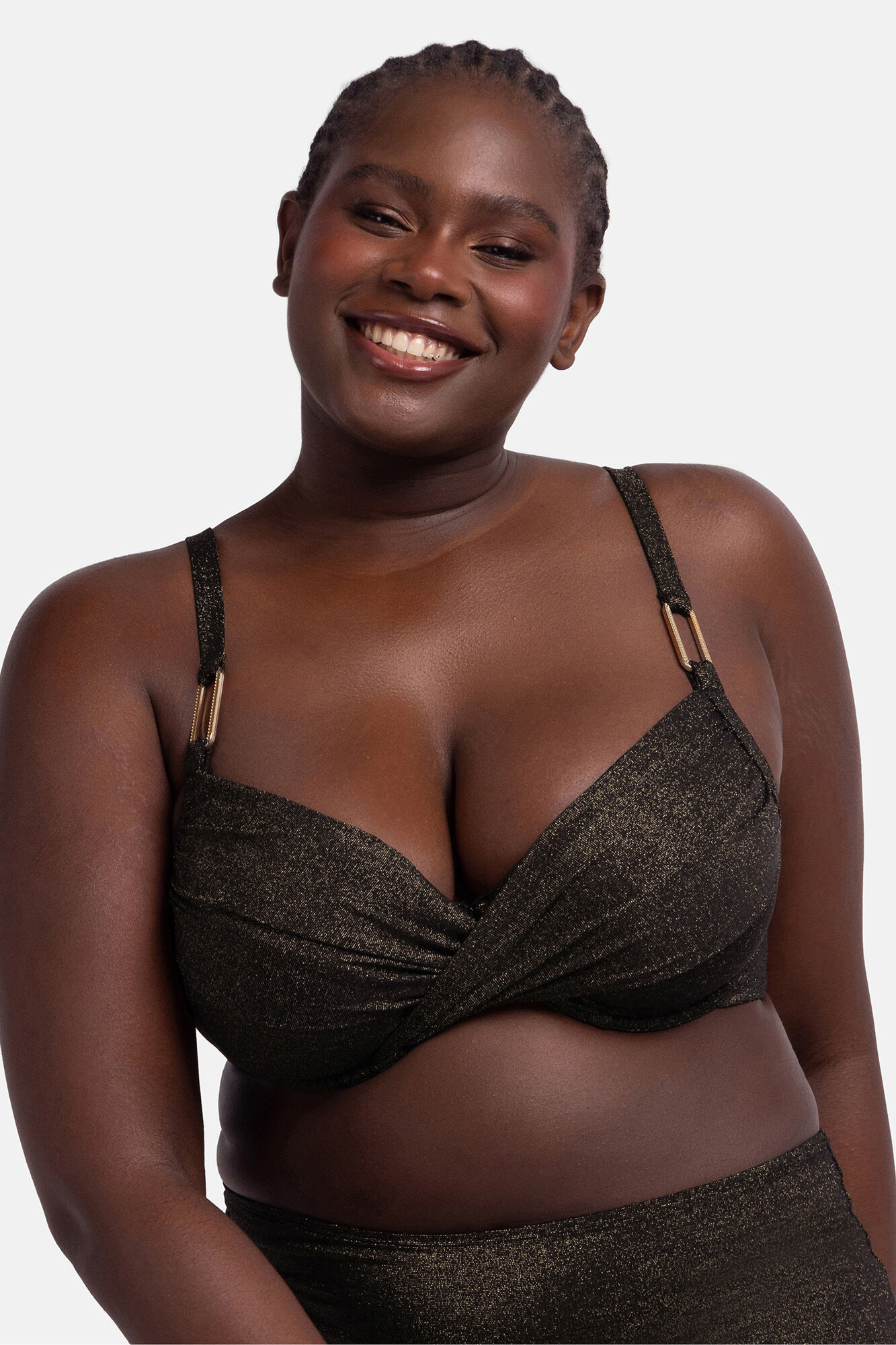 Dorina Top de bikini con aro brillo negro