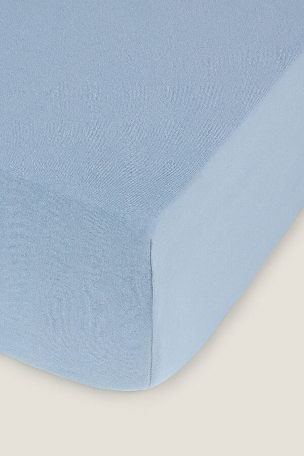 Textura Malha justa em malha de algod&atilde;o sustent&aacute;vel azul