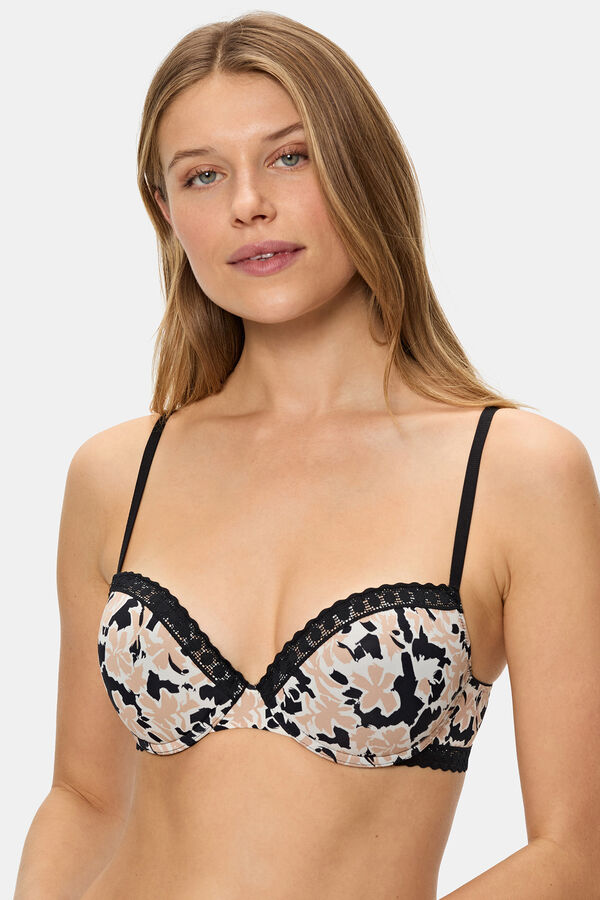 DIM Sujetador cl&aacute;sico con aros de suave microfibra print flores estampado