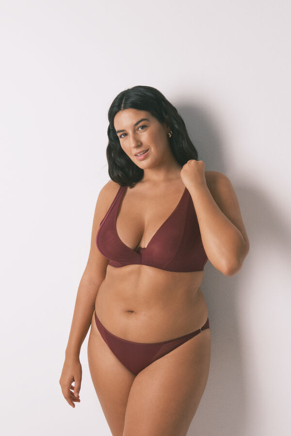 Women'secret Sujetador halter tul vino cierre especial  burdeos