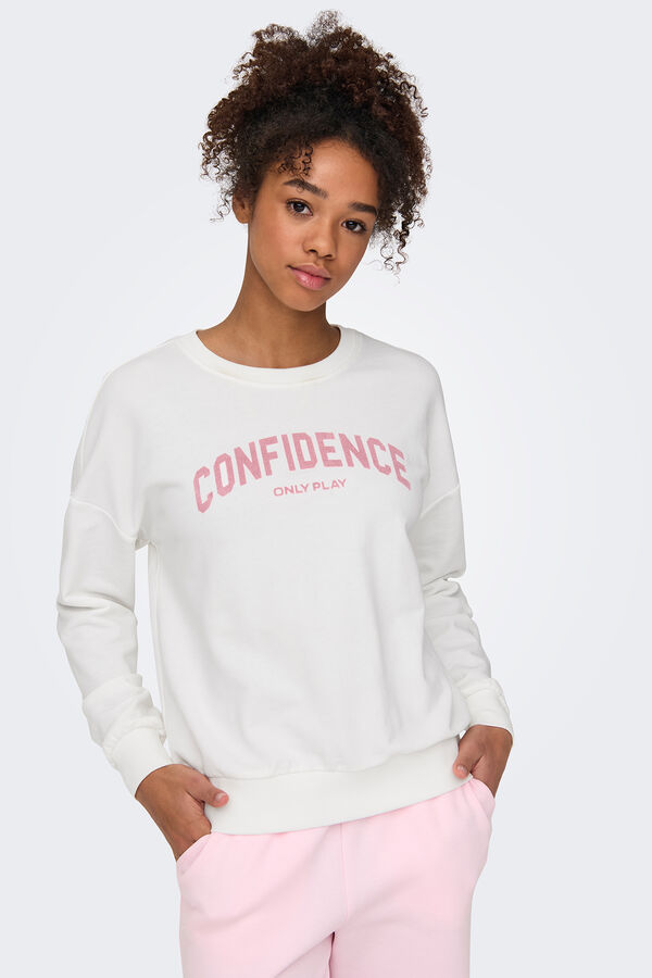 Only Play Sudadera de manga larga y cuello redondo blanco