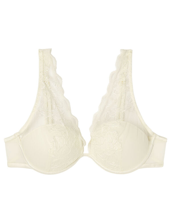 Women'secret Sutiã frente halter em cetim e tule branco bege