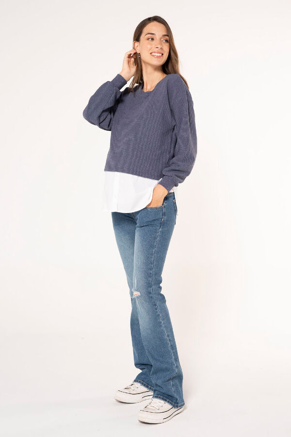 Ohma! Camisa lactancia con falso su&eacute;ter azul