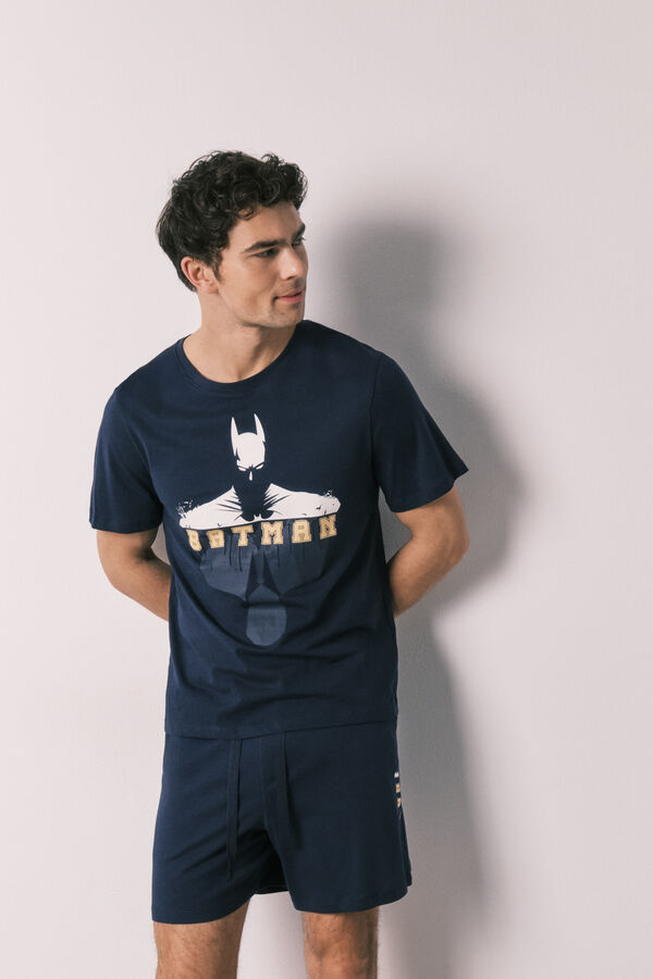 Women'secret Pijama curto de homem em algod&atilde;o Batman azul