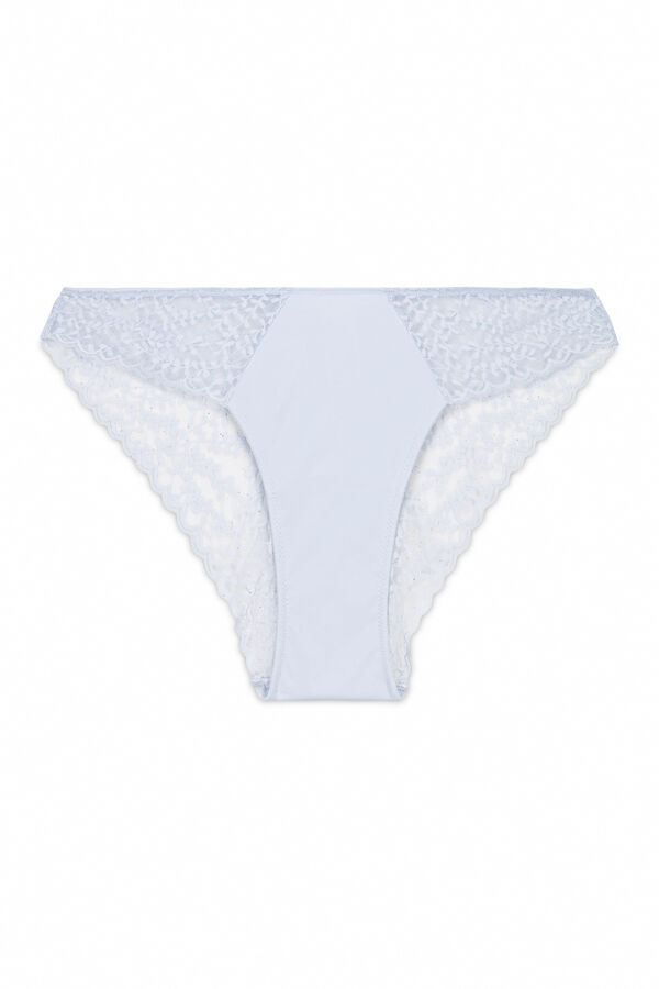 Women'secret Braga cl&aacute;sica microfibra y encaje azul azul