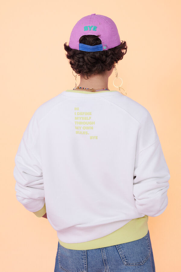 HI&BYE Sudadera felpa beige logo  marfil