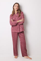 Women'secret Pijama camisero Jaquard satinado rosa rosa