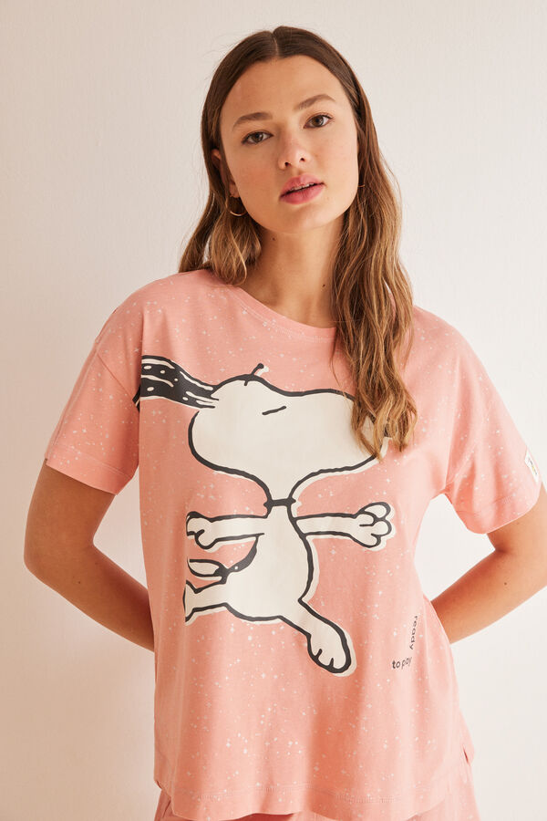 Women'secret Pijama corto 100% algod&oacute;n rosa Snoopy rosa