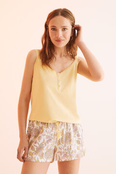 Womensecret Pijama corto 100% algodón tirantes amarillo amarillo