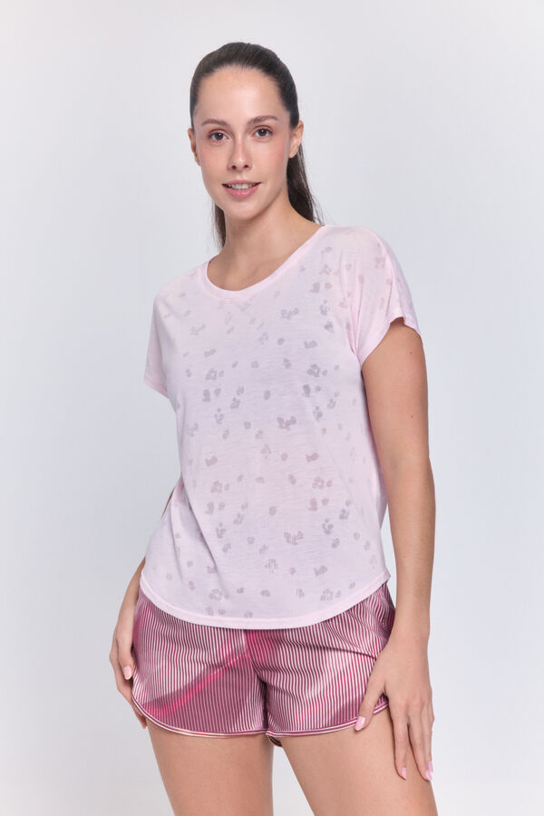Only Play T-shirt manga curta soft rosa