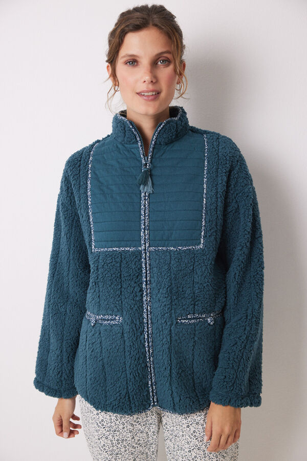 Women'secret Bata corta borreguito acolchado verde verde